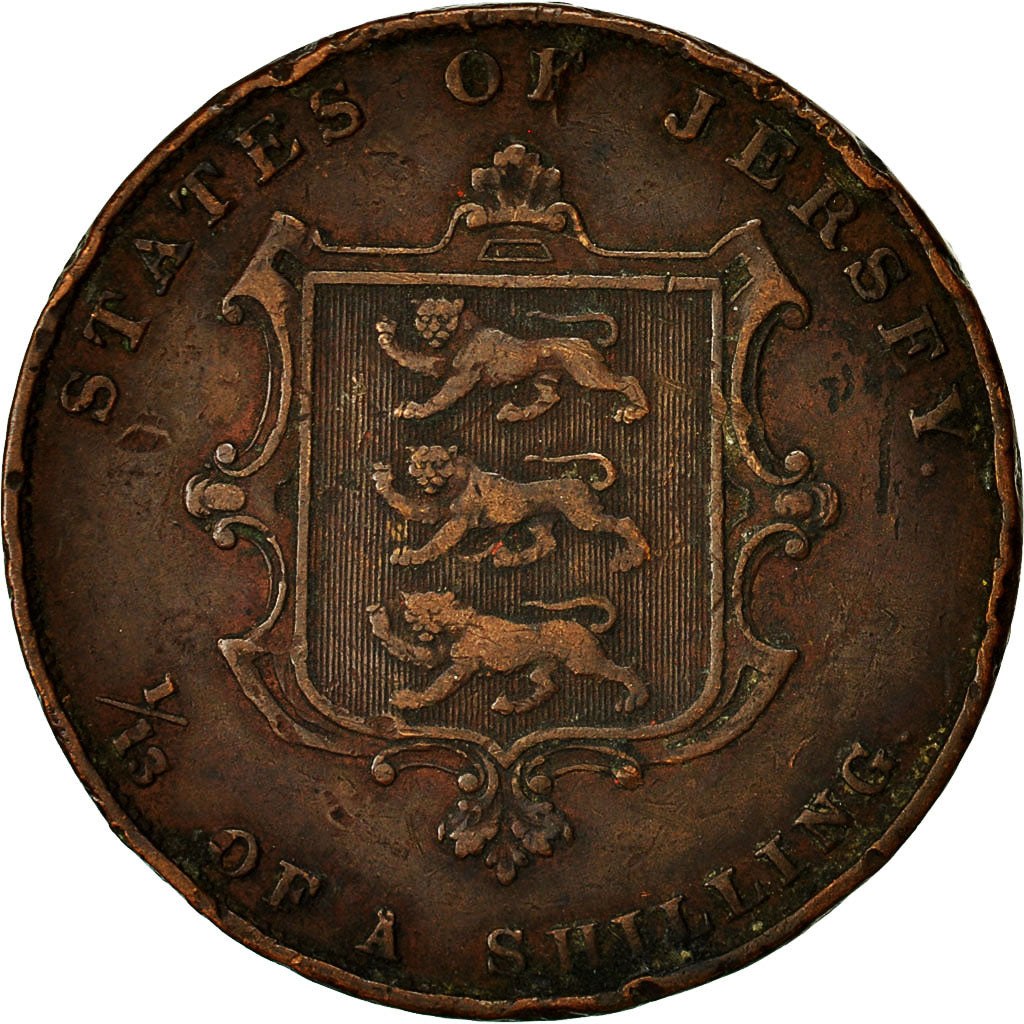 Monnaie, Jersey, Victoria, 1/13 Shilling, 1858, Londres, TTB, Cuivre, KM:3