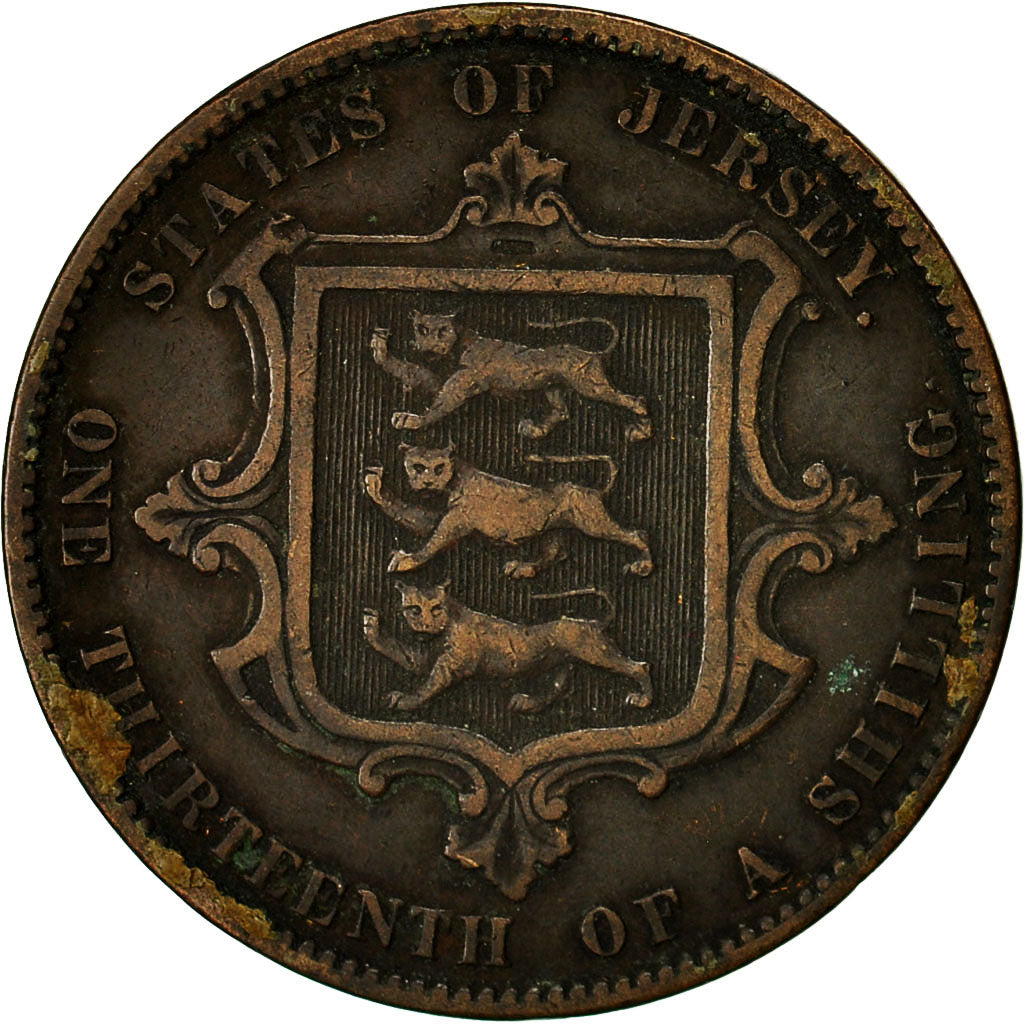 Coin, Jersey, Victoria, 1/13 Shilling, 1866, EF(40-45), Bronze, KM:5