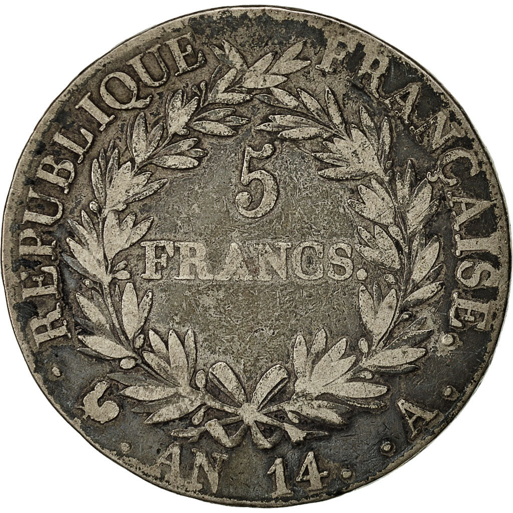 Münze, Frankreich, Napoléon I, 5 Francs, 1805, Paris, SGE+, Silber, KM:662.1