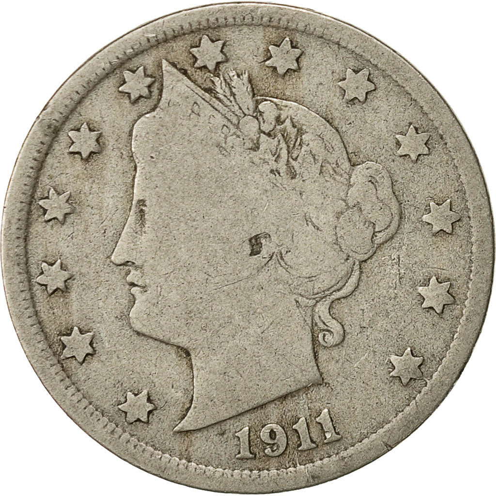 Monnaie, États-Unis, Liberty Nickel, 5 Cents, 1911, Philadelphie, KM 112