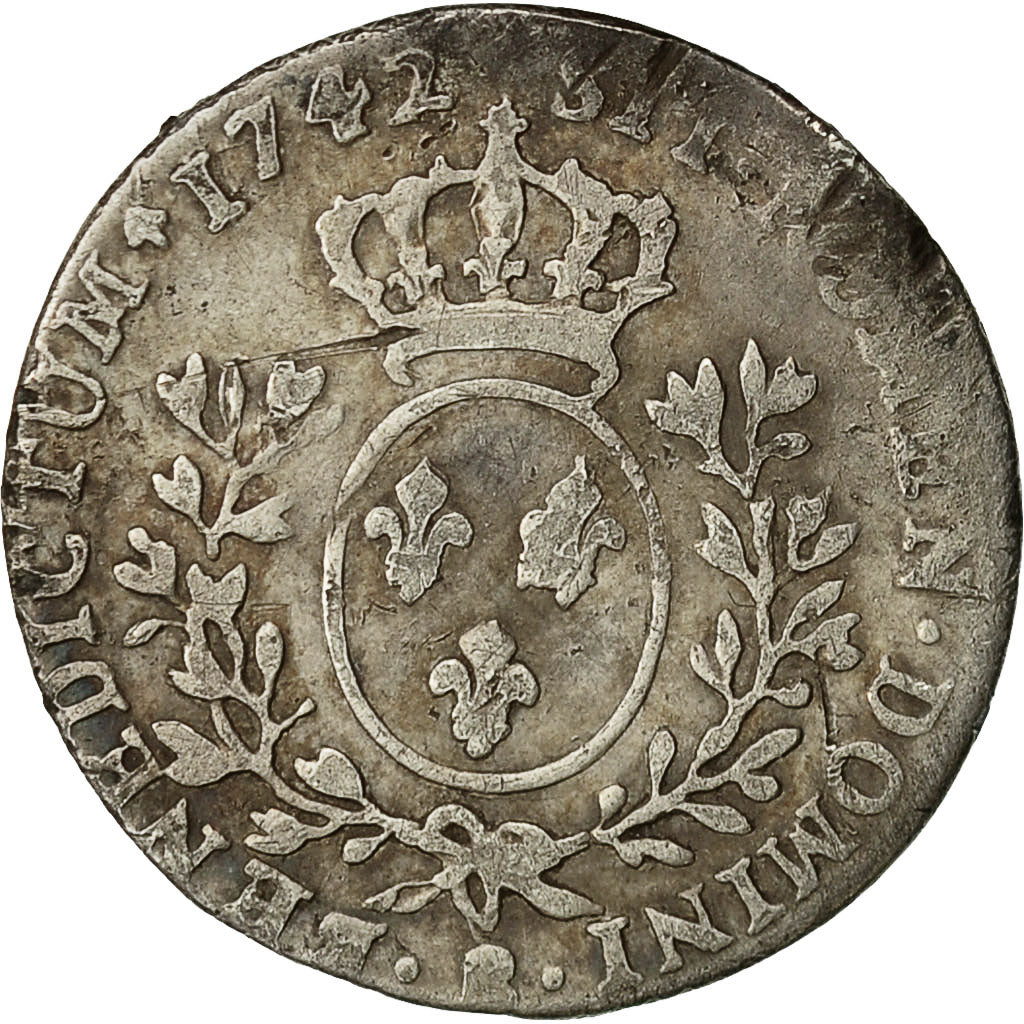 Moneta, Francia, Louis XV, 1/10 Écu au bandeau, 12 Sols, 1/10 ECU, 1742, Rouen