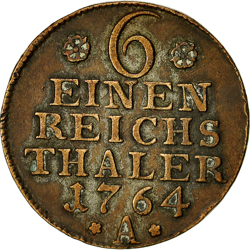 Coin, Germany, PRUSSIA, Friedrich II, 1/6 Thaler, 1764 A, AU(50-53), KM 269