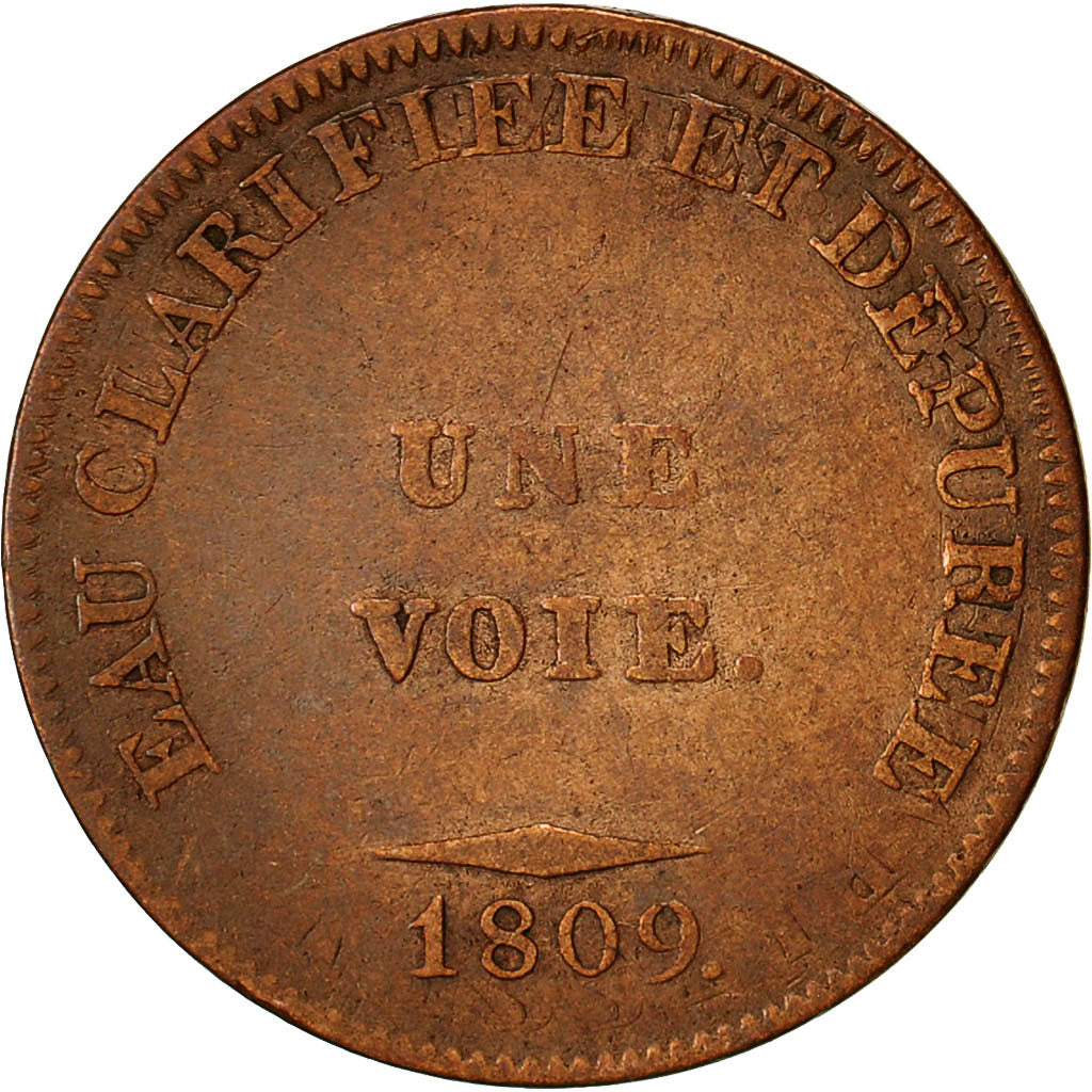 France, Jeton, Corporations, Une voie d'eau filtrée, 1809, TTB, Cuivre