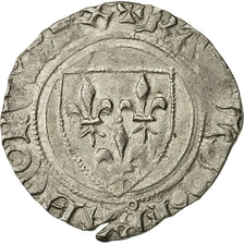 Monnaie, France, Charles VI, Blanc Guénar, La Rochelle, TTB, Billon