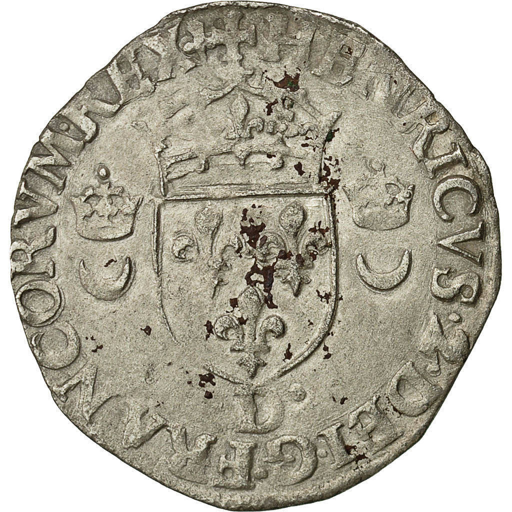 Coin, France, Henri II, Douzain aux croissants, 1553, Lyons, EF(40-45), Billon
