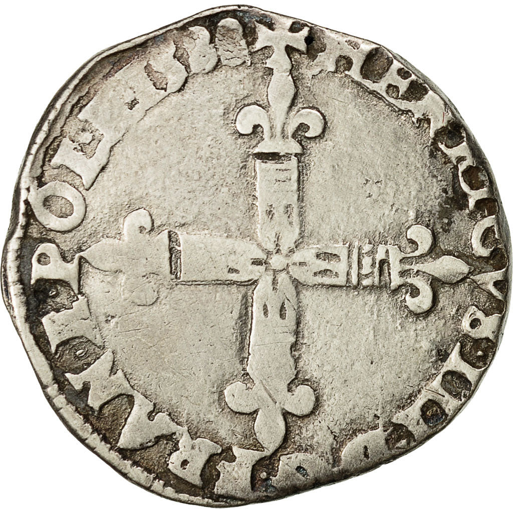 Moneta, Francia, Henri III, 1/4 Ecu, 1588, Bayonne, MB+, Argento, Sombart:4662