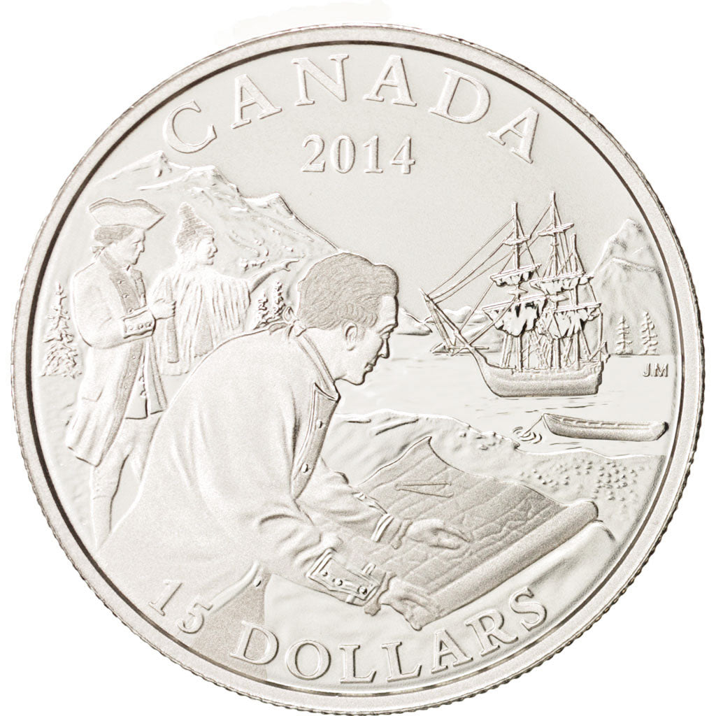 Canada, Pioneering Mapmakers, 15 Dollars, 2014, Silver