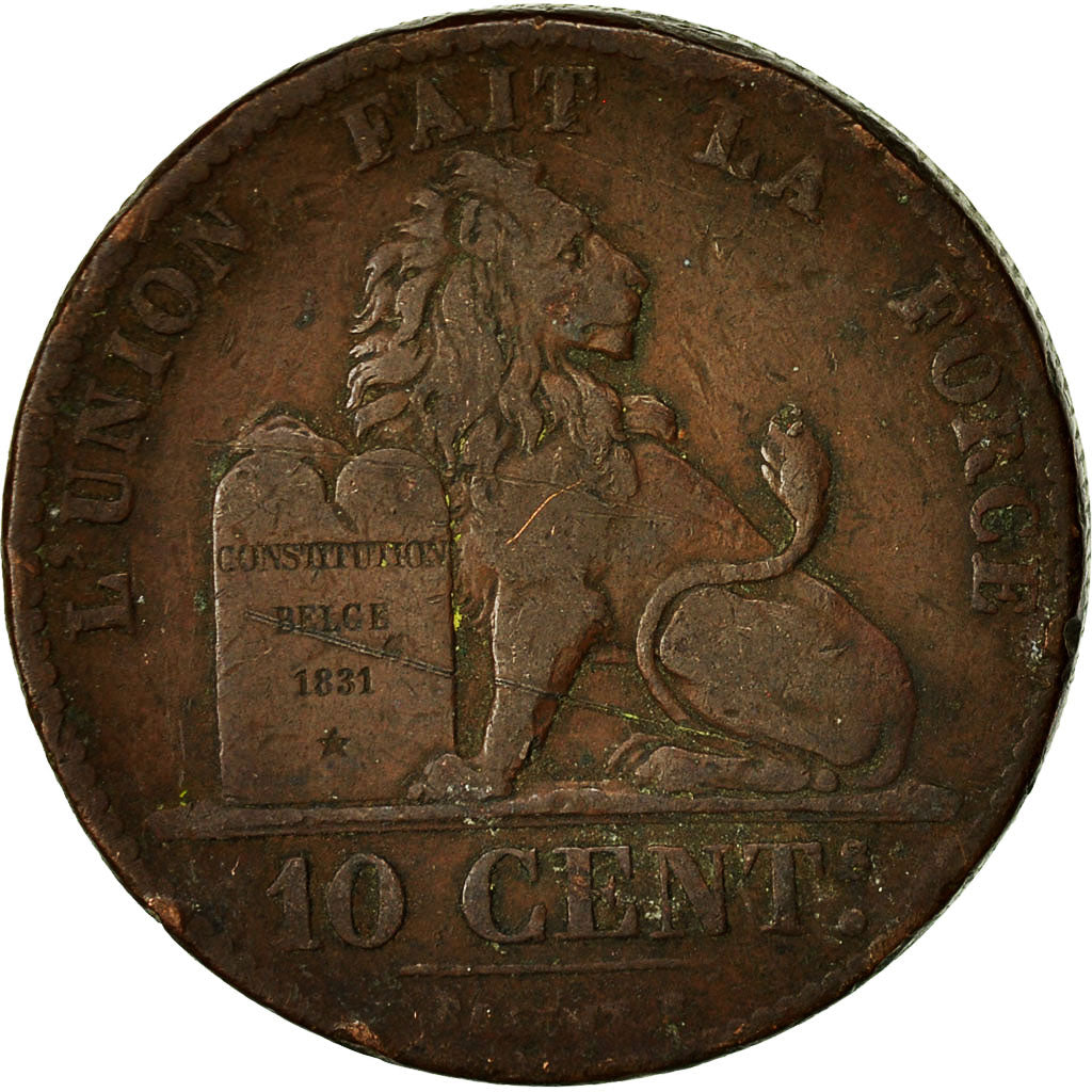 Coin, Belgium, Leopold I, 10 Centimes, 1832, VF(30-35), Copper, KM 2.1