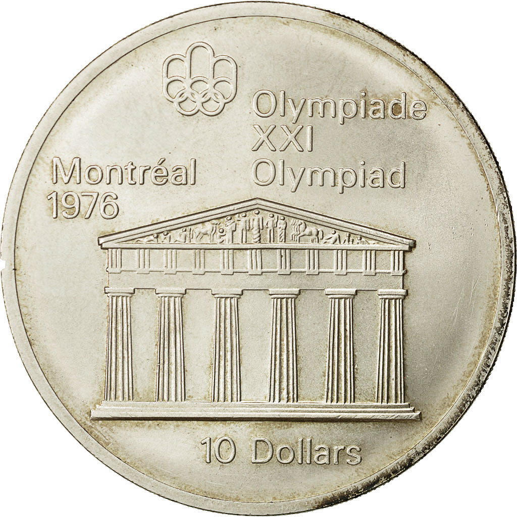 Coin, Canada, Elizabeth II, 10 Dollars Olympics, 1974, MS(60-62), Silver, KM 94