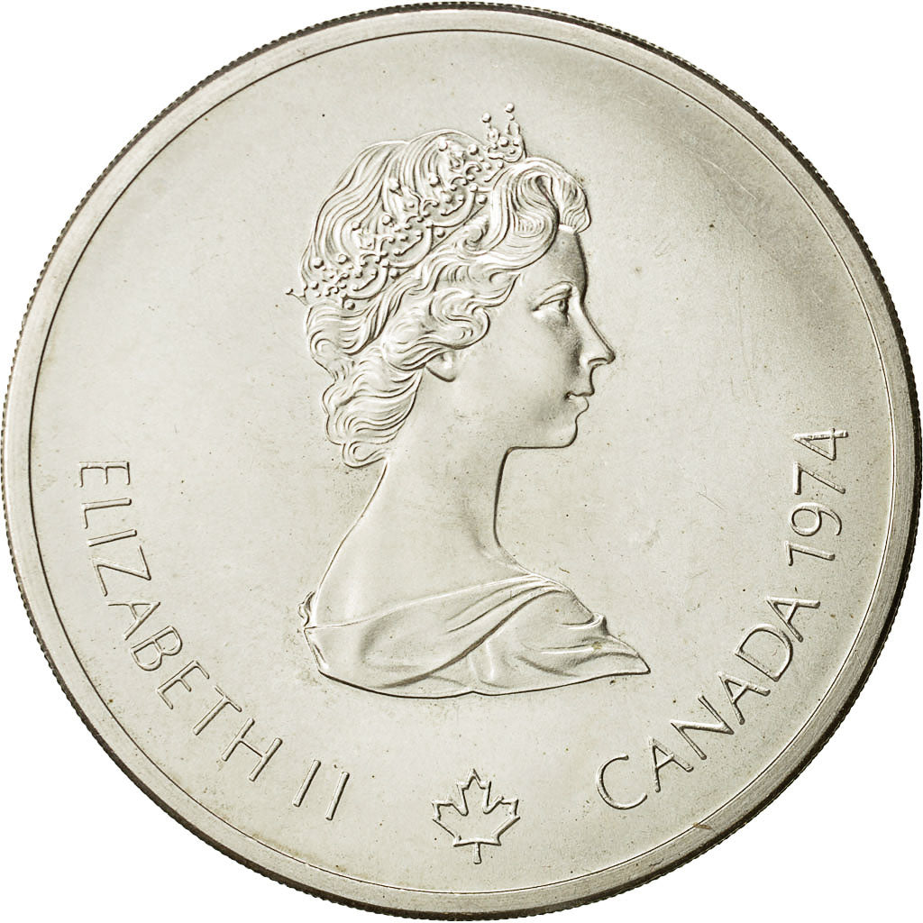 Coin, Canada, Elizabeth II, 10 Dollars Olympics, 1974, MS(63), Silver, KM 93