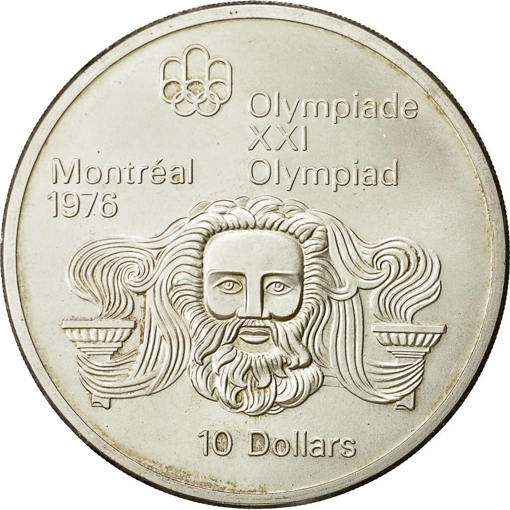 Coin, Canada, Elizabeth II, 10 Dollars Olympics, 1974, MS(63), Silver, KM 93