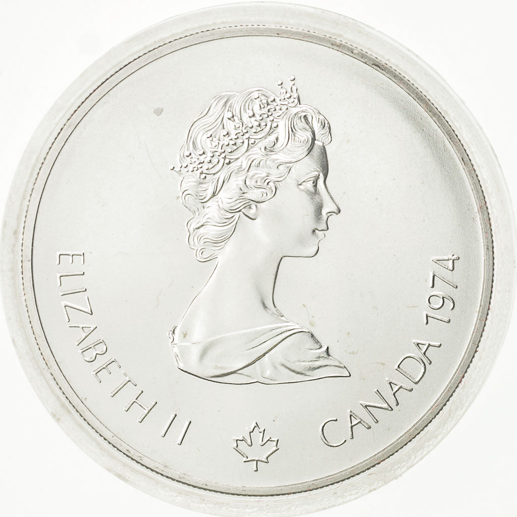 Coin, Canada, Elizabeth II, 5 Dollars Olympics, 1974, MS(65-70), Silver, KM 89