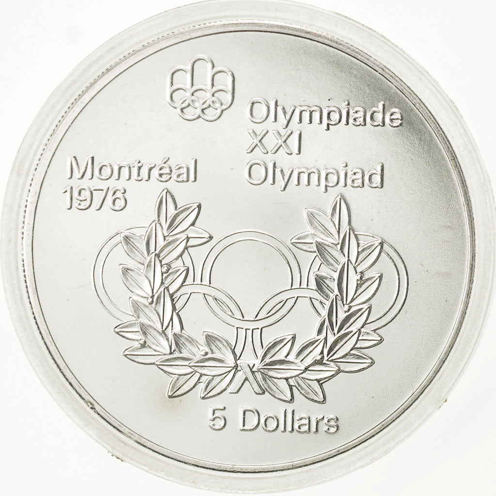 Coin, Canada, Elizabeth II, 5 Dollars Olympics, 1974, MS(65-70), Silver, KM 89