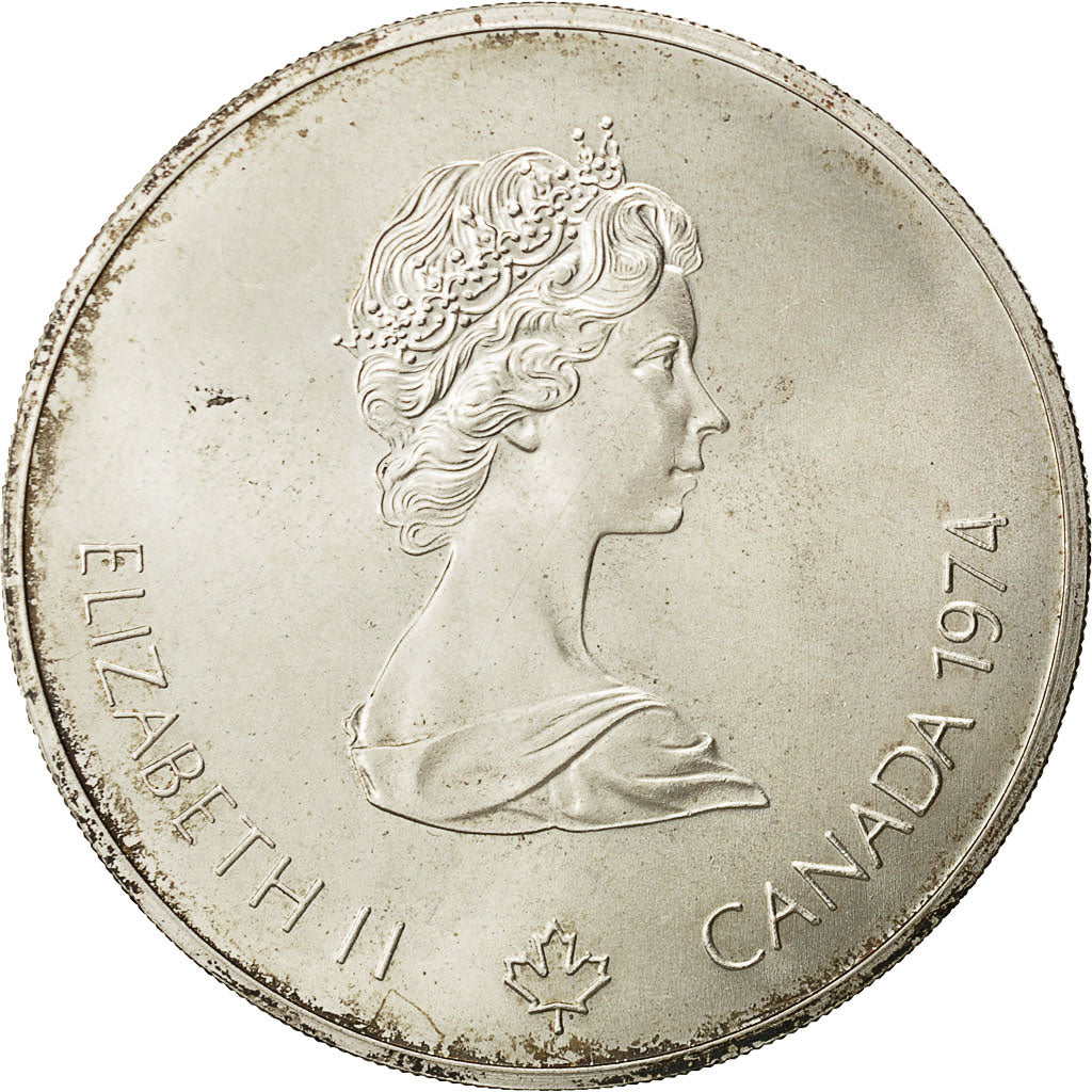 Coin, Canada, Elizabeth II, 5 Dollars Olympics, 1974, MS(63), Silver, KM 90