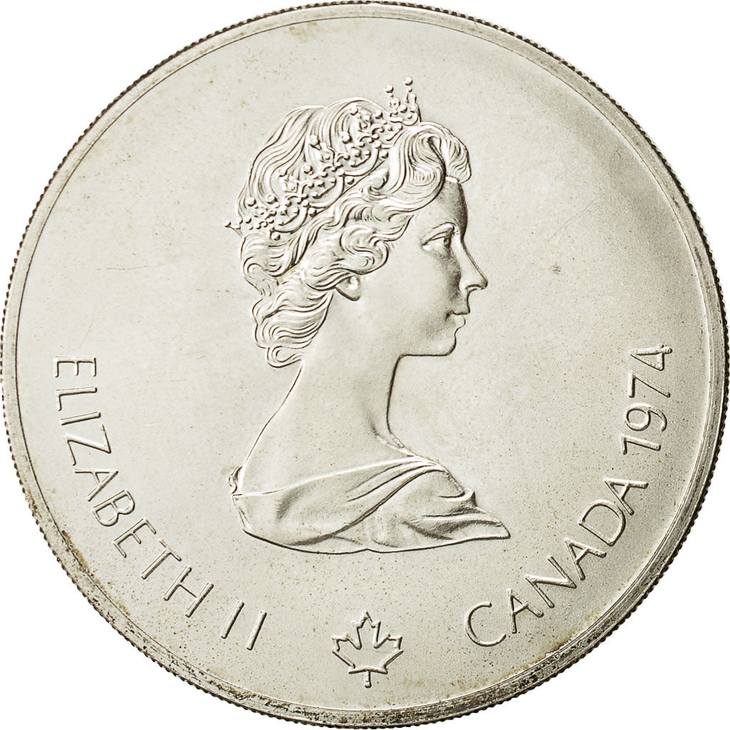 Coin, Canada, Elizabeth II, 5 Dollars Olympics, 1974, MS(63), Silver, KM 89