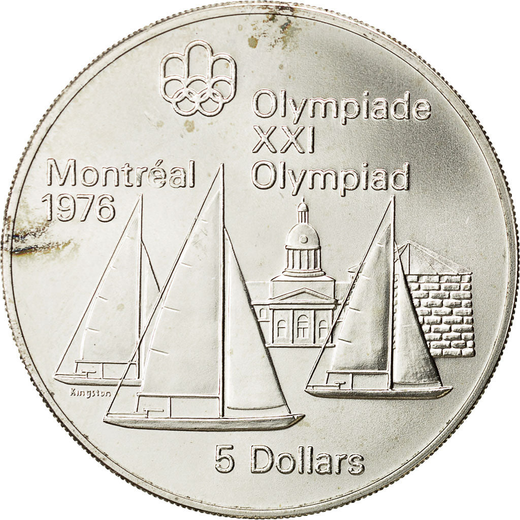 Coin, Canada, Elizabeth II, 5 Dollars Olympics, 1973, MS(65-70), Silver, KM 84