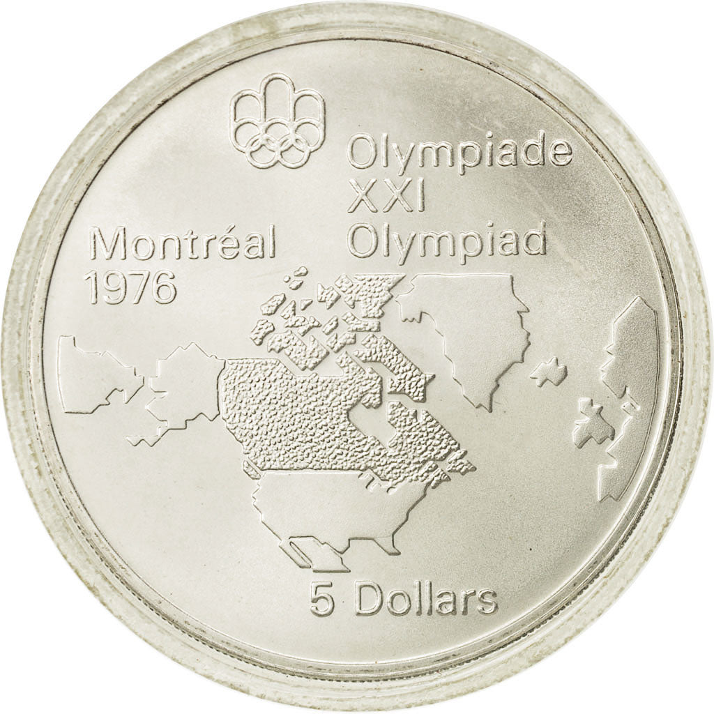 Coin, Canada, Elizabeth II, 5 Dollars Olympics, 1973, MS(65-70), Silver, KM 85