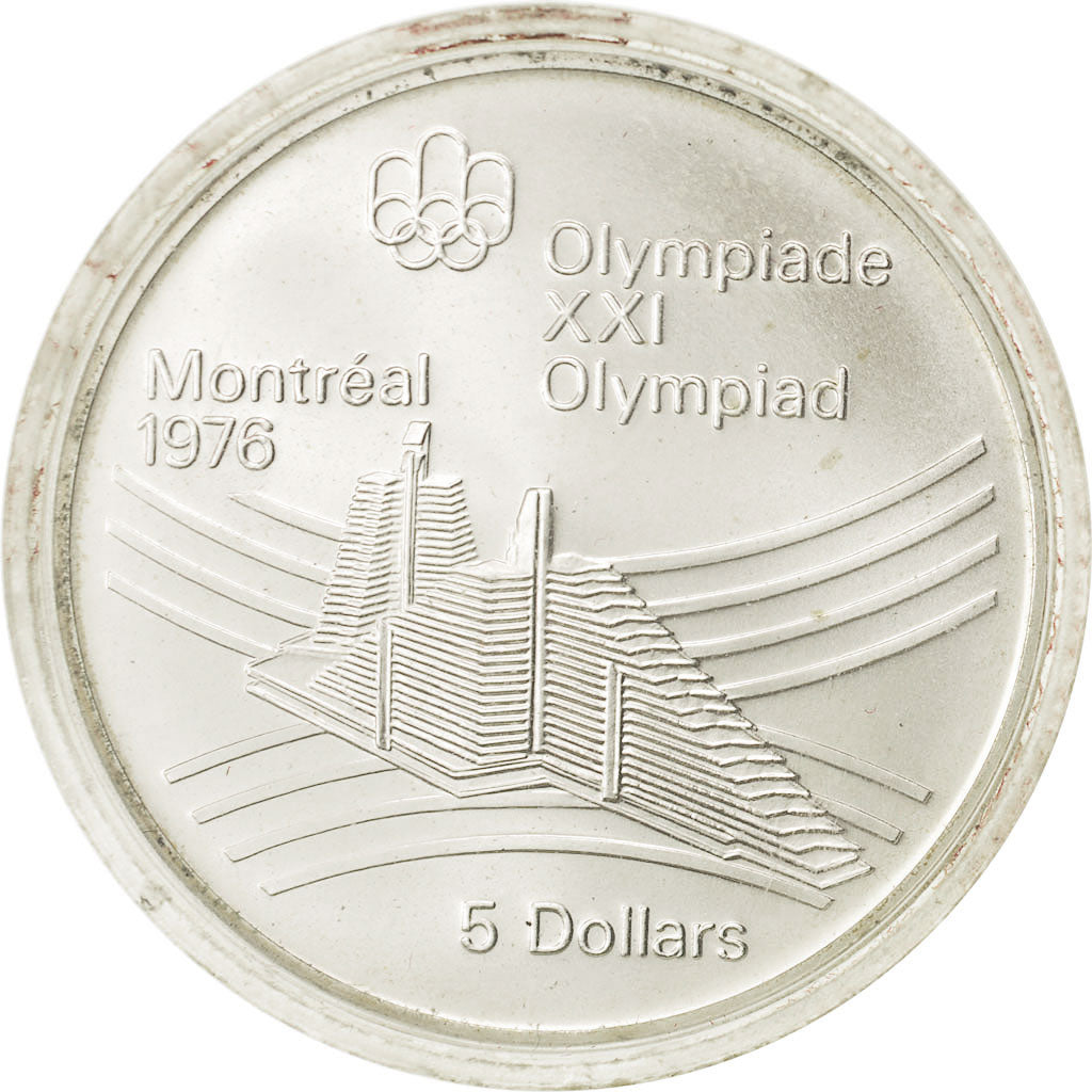 Coin, Canada, Elizabeth II, 5 Dollars Olympics, 1976, MS(65-70), Silver, KM 109