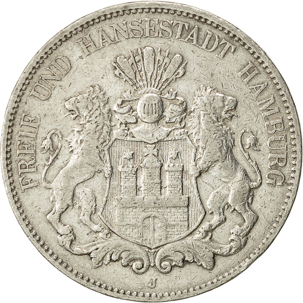 Coin, German States, HAMBURG, 5 Mark, 1900, Hamburg, VF(30-35), Silver, KM 610