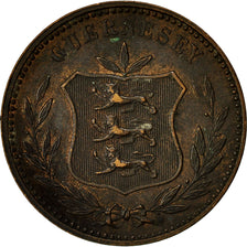 Coin, Guernsey, 8 Doubles, 1889, Heaton, EF(40-45), Bronze, KM 7