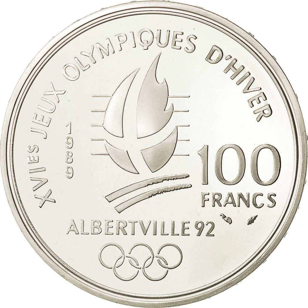 Coin, France, 100 Francs Olympics, 1989, MS(65-70), Silver, KM 971, Gadoury C1