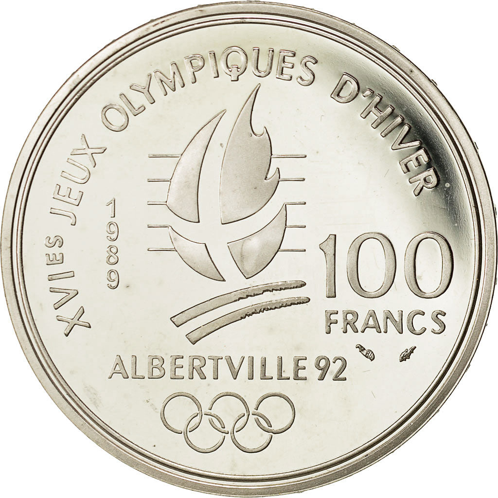 Coin, France, 100 Francs Olympics, 1989, MS(65-70), Silver, KM 972
