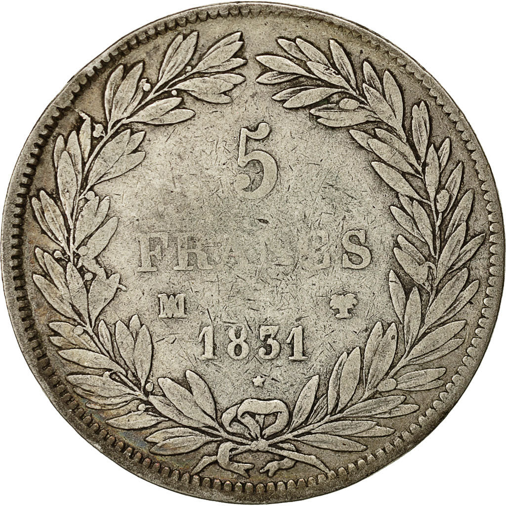 Coin, France, Louis-Philippe, 5 Francs, 1831, Marseille, VF(20-25), Silver