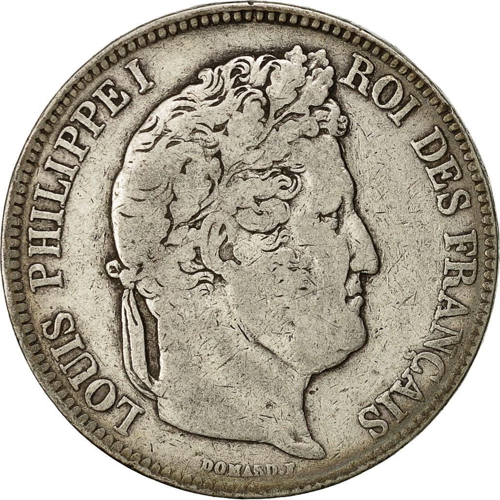 Coin, France, Louis-Philippe, 5 Francs, 1833, Lyons, VF(20-25), Silver