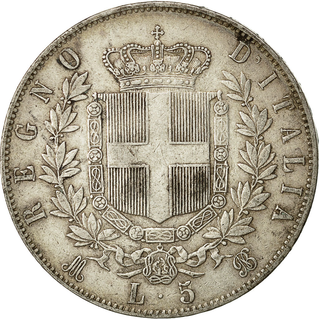Coin, Italy, Vittorio Emanuele II, 5 Lire, 1869, Milan, AU(50-53), Silver