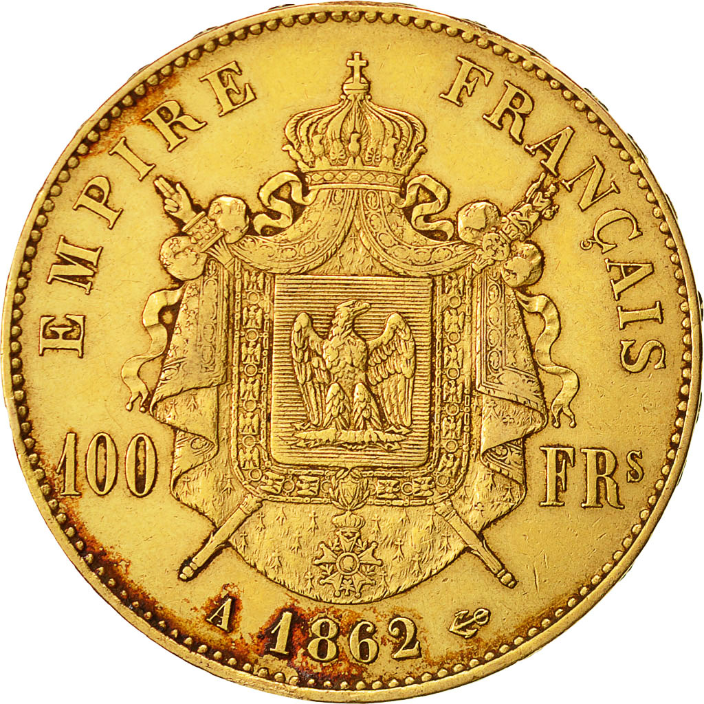 Coin, France, Napoleon III, 100 Francs, 1862, Paris, EF(40-45), Gold, Gad. 1136
