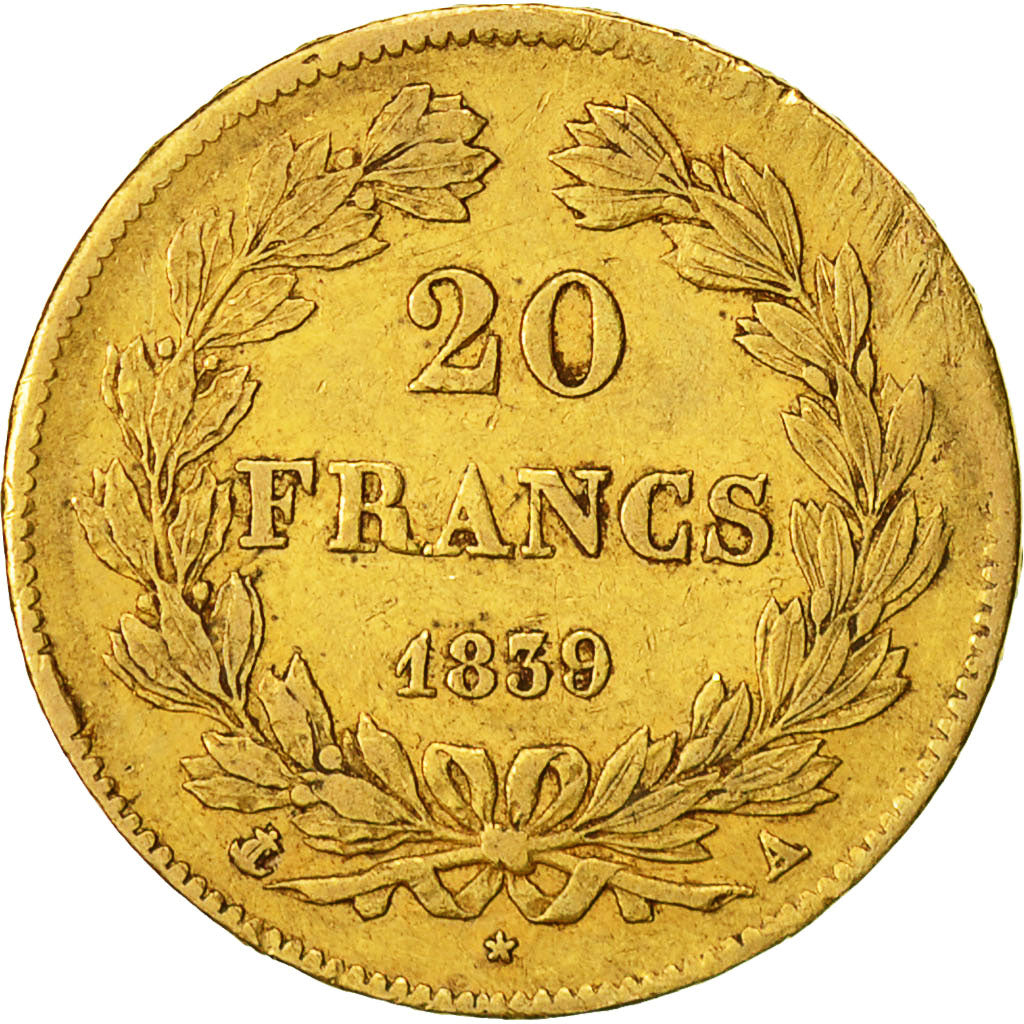 Monnaie, France, Louis-Philippe, 20 Francs, 1839, Paris, TTB+, Or, Gadoury:1031