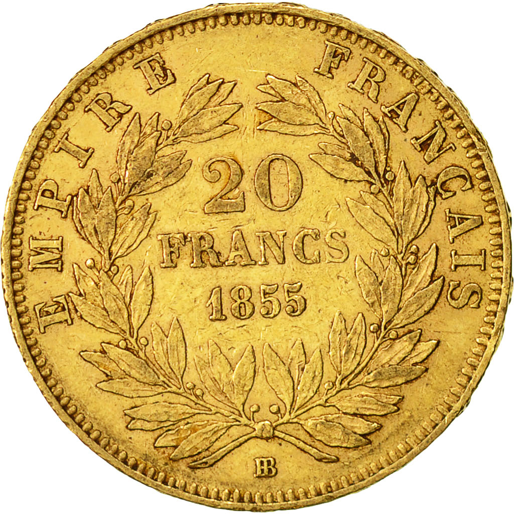 Munten, Frankrijk, Napoleon III, Napoléon III, 20 Francs, 1855, Strasbourg, ZF