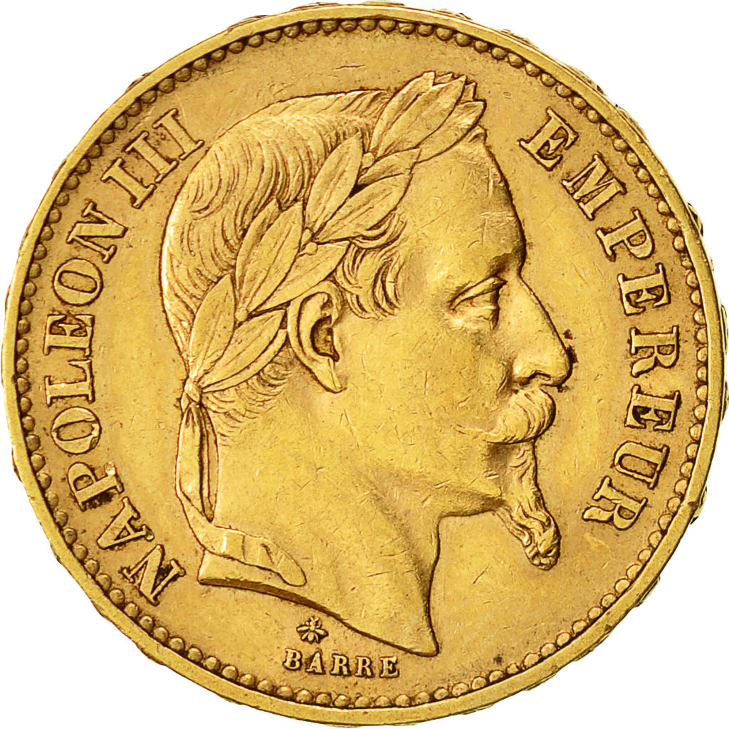Moneta, Francia, Napoleon III, Napoléon III, 20 Francs, 1870, Paris, BB+, Oro