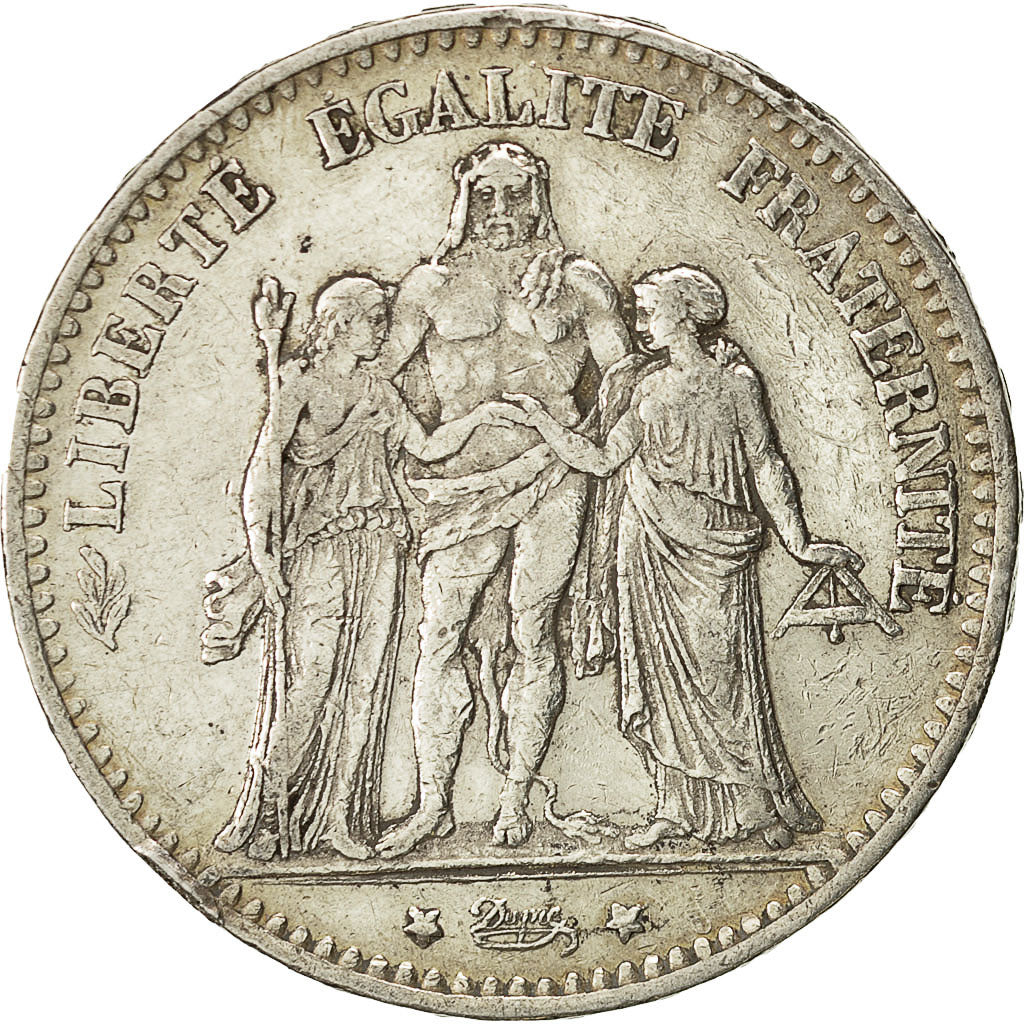 Coin, France, Hercule, 5 Francs, 1875, Bordeaux, EF(40-45), Silver, KM:820.2
