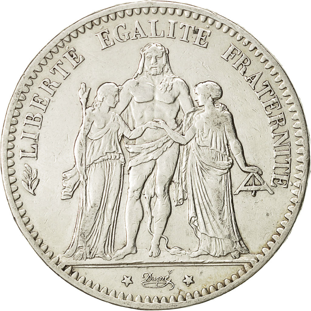 Coin, France, Hercule, 5 Francs, 1876, Bordeaux, AU(50-53), Silver, KM:820.2