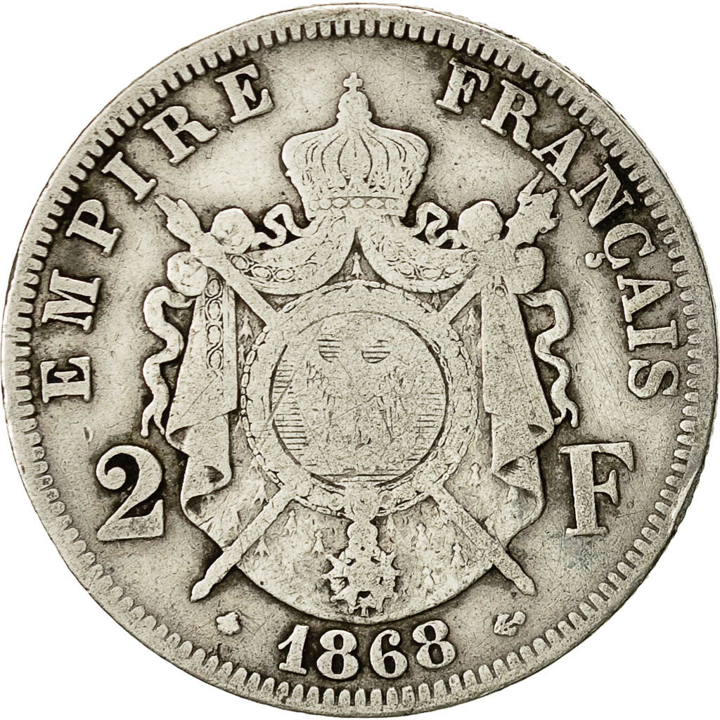 Moneta, Francia, Napoleon III, Napoléon III, 2 Francs, 1868, Paris, B+