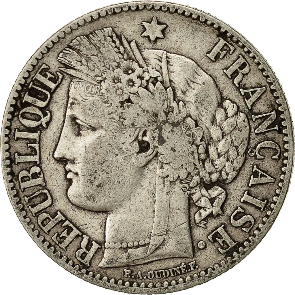 Moneta, Francja, Cérès, 2 Francs, 1872, Bordeaux, EF(40-45), Srebro, KM:817.2
