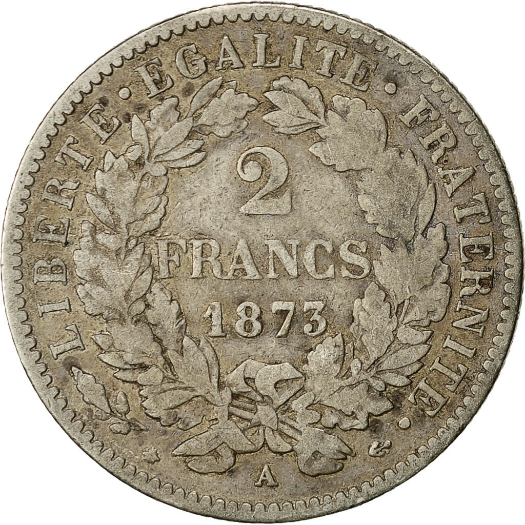 Monnaie, France, Cérès, 2 Francs, 1873, Paris, TB+, Argent, Gadoury:530a