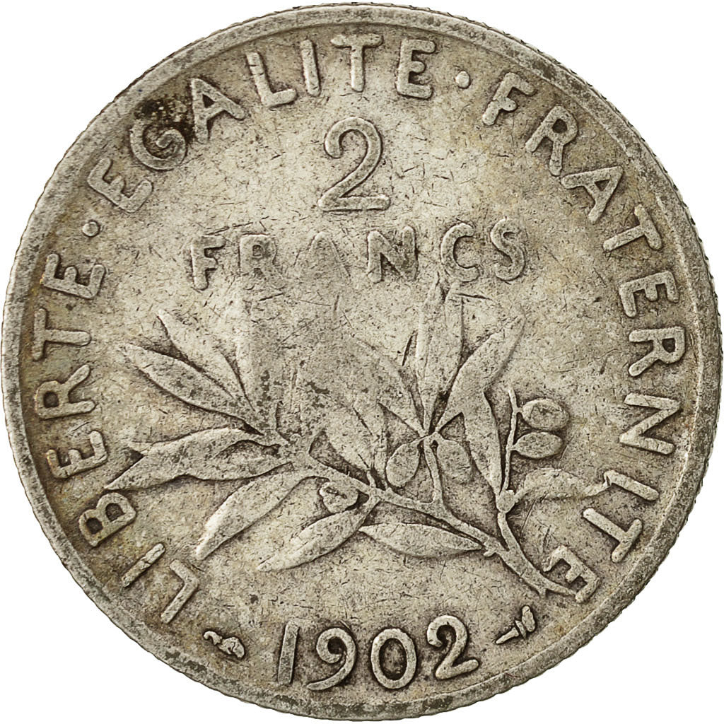 Coin, France, Semeuse, 2 Francs, 1902, Paris, VF(20-25), Silver, KM:845.1