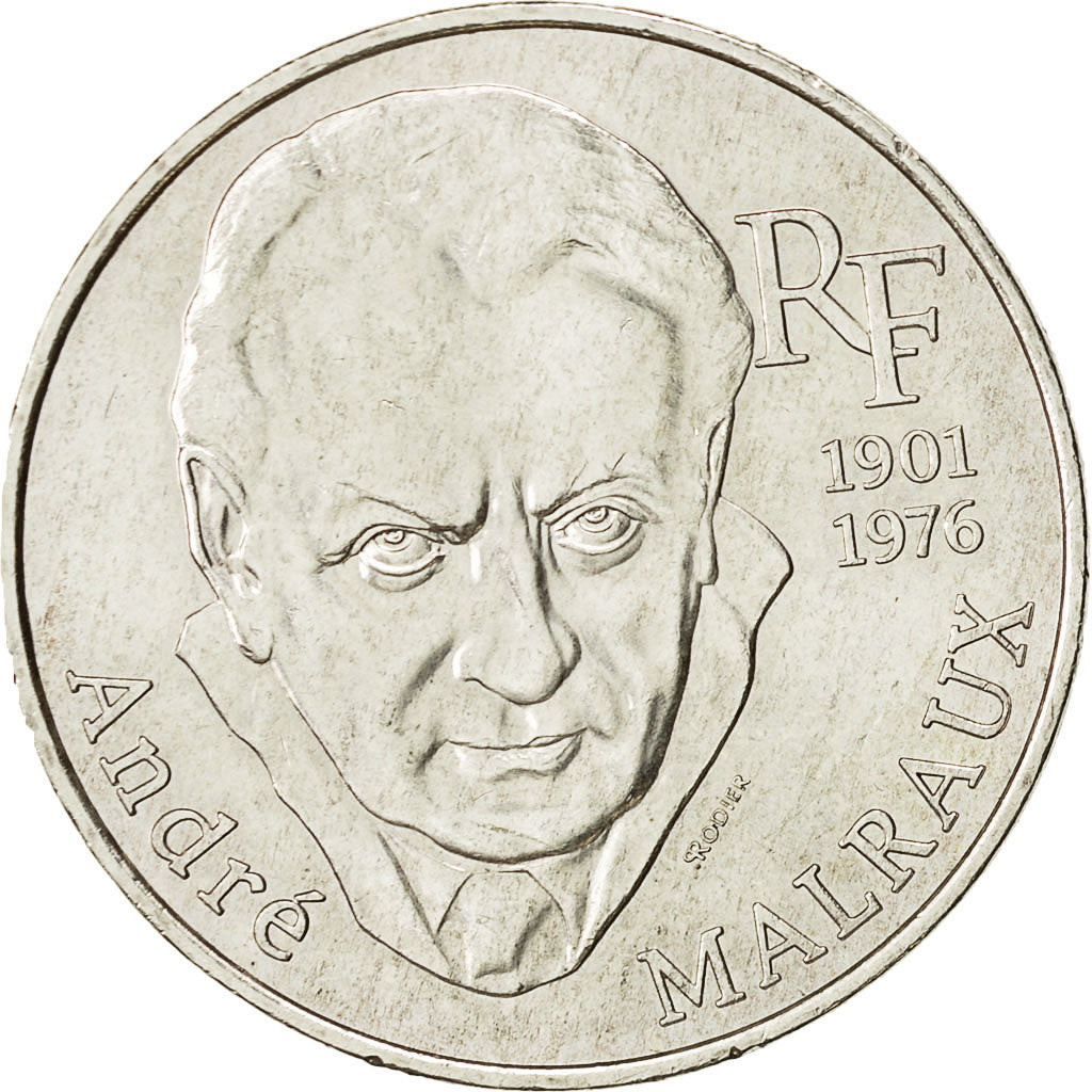 Moneda, Francia, André Malraux, 100 Francs, 1997, EBC+, Plata, KM:1188