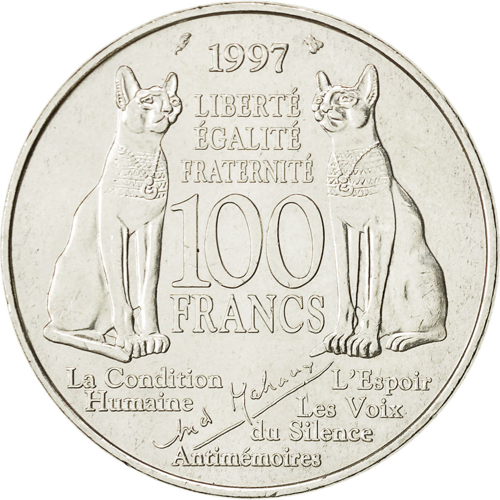 Coin, France, André Malraux, 100 Francs, 1997, MS(63), Silver, KM:1188
