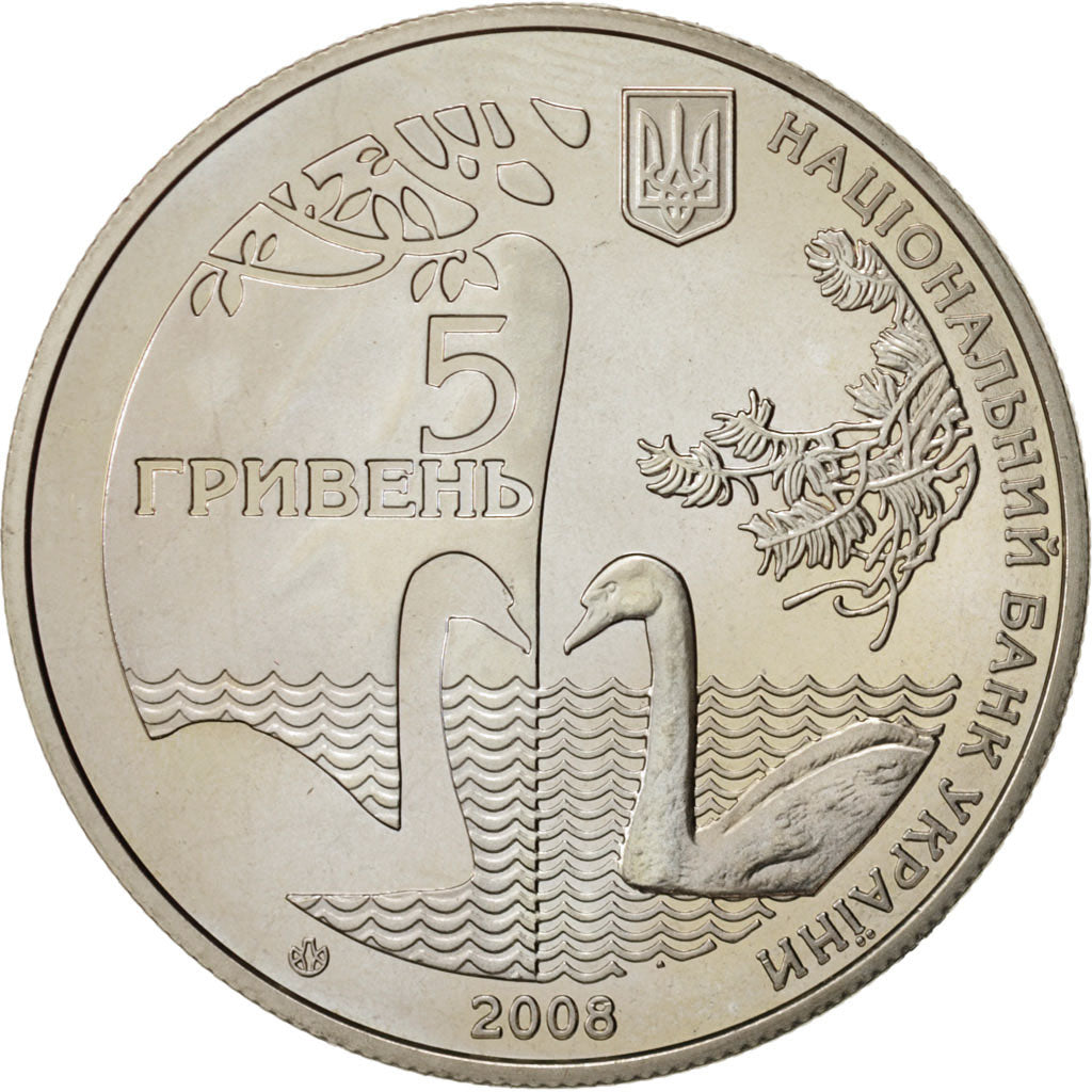 Coin, Ukraine, 5 Hryven, 2008, Kyiv, MS(65-70), Copper-Nickel-Zinc, KM:509