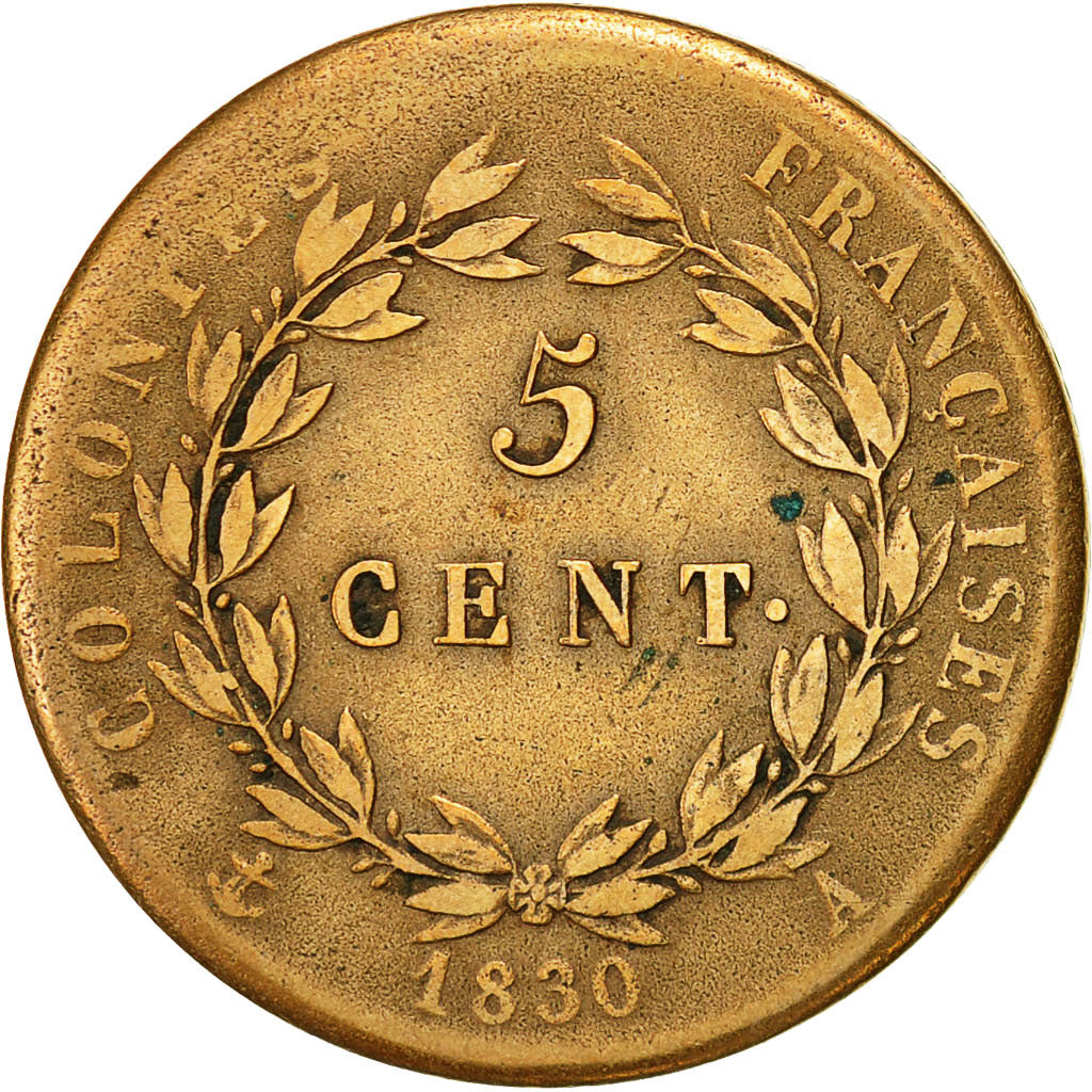 Coin, FRENCH COLONIES, Charles X, 5 Centimes, 1830, Paris, EF(40-45), Bronze