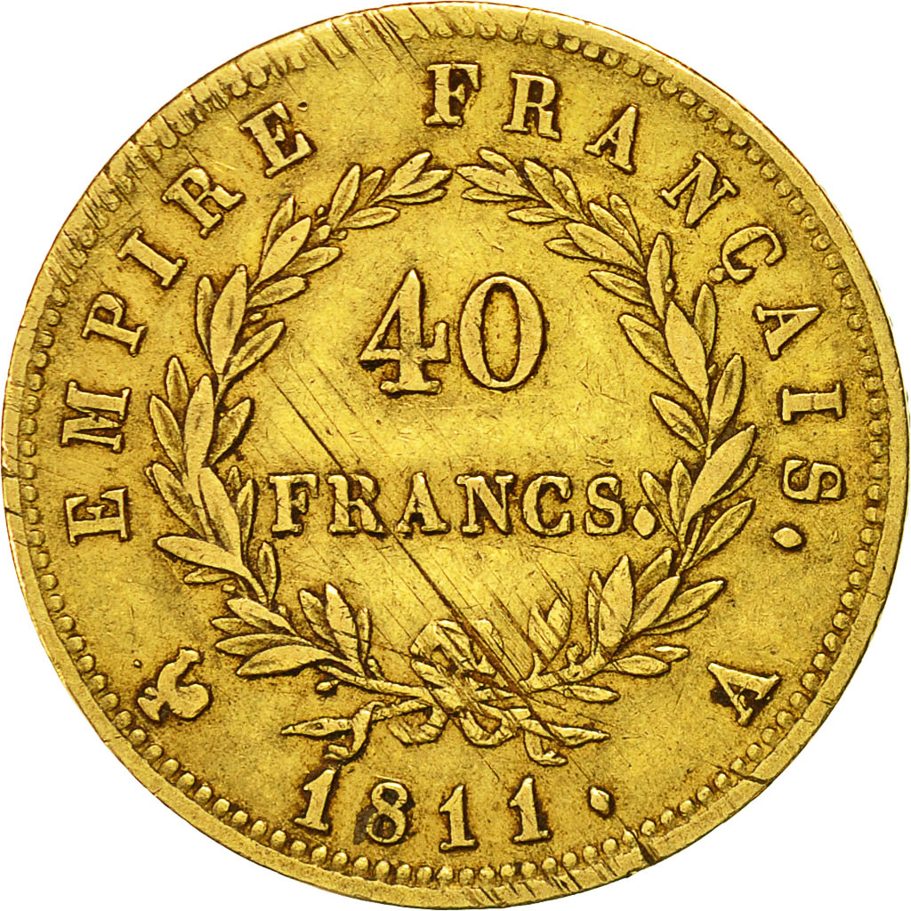 Coin, France, Napoléon I, 40 Francs, 1811, Paris, EF(40-45), Gold, KM:696.1