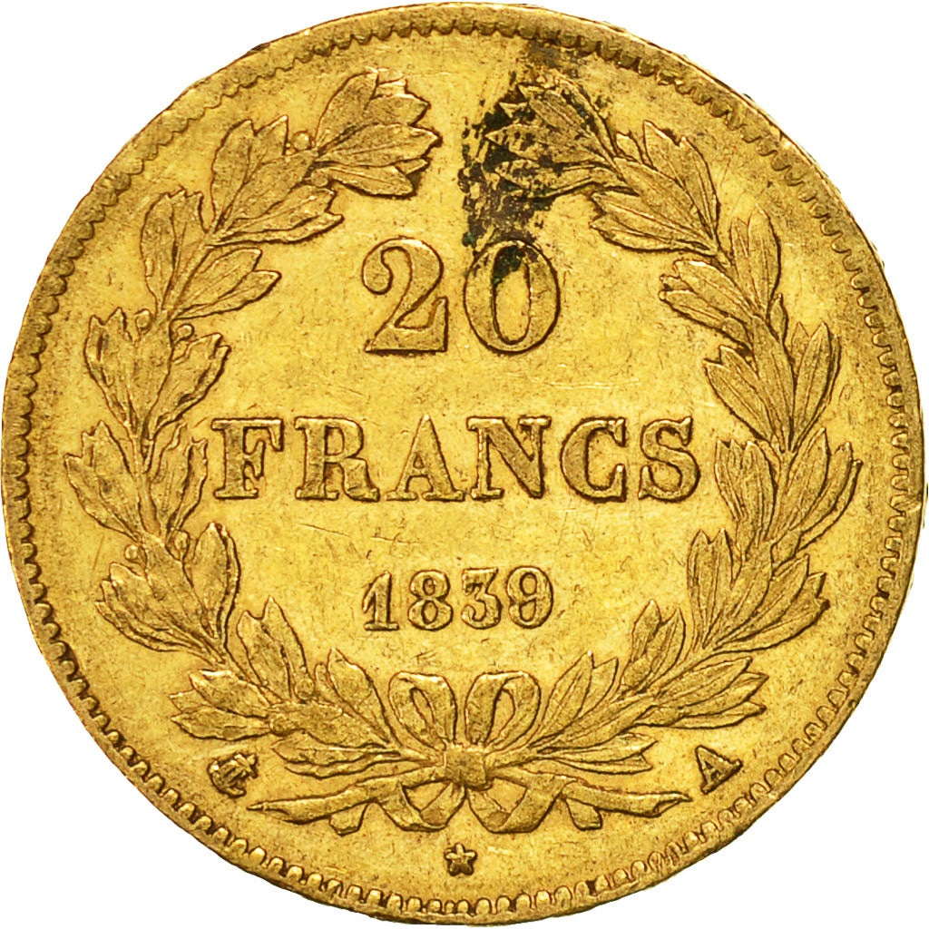 Munten, Frankrijk, Louis-Philippe, 20 Francs, 1839, Paris, ZF+, Goud, KM:750.1