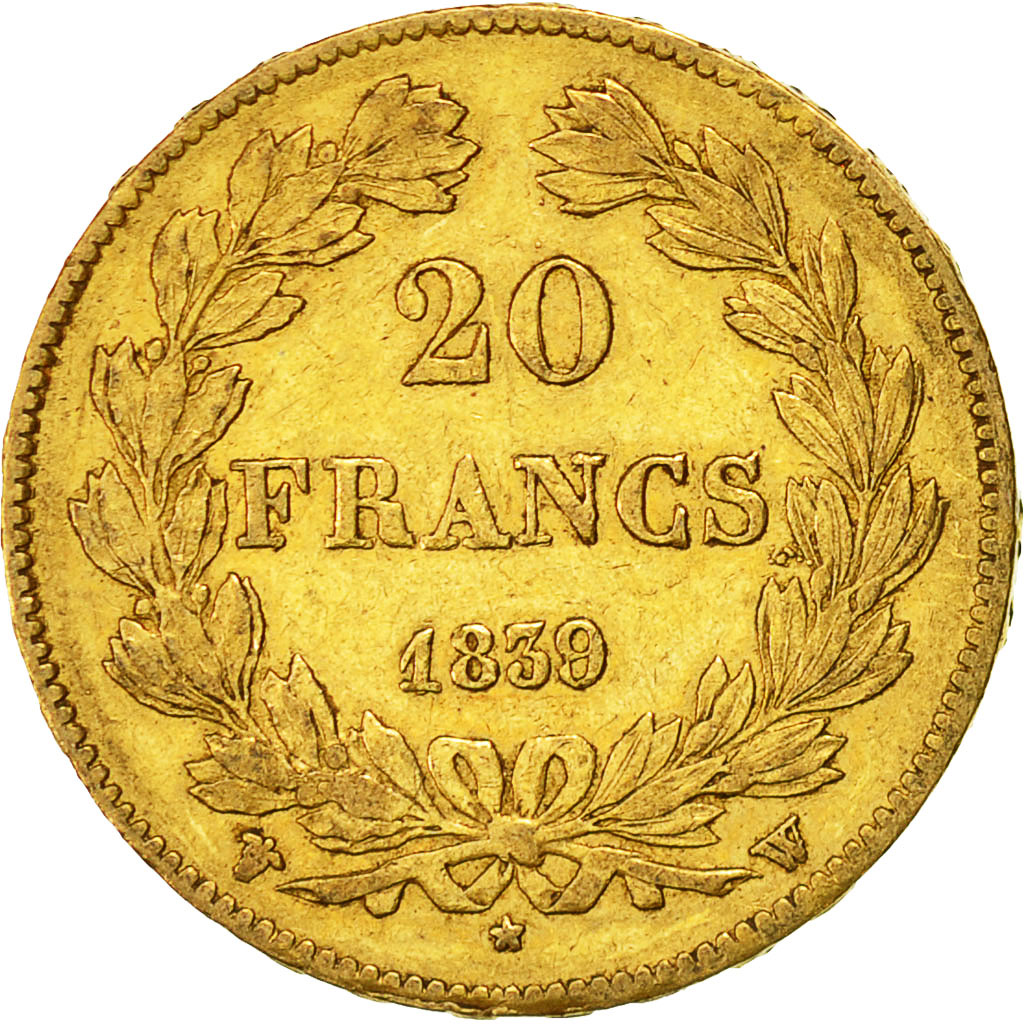 Moneda, Francia, Louis-Philippe, 20 Francs, 1839, Lille, MBC, Oro, KM:750.5