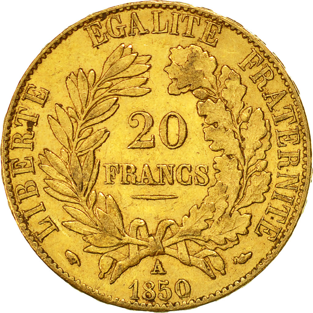 Coin, France, Cérès, 20 Francs, 1850, Paris, EF(40-45), Gold, KM:762