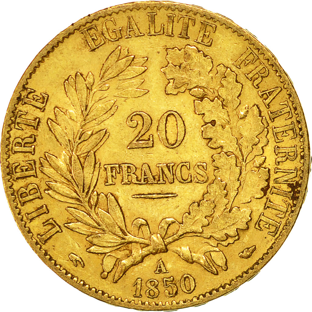 Coin, France, Cérès, 20 Francs, 1850, Paris, EF(40-45), Gold, KM:762
