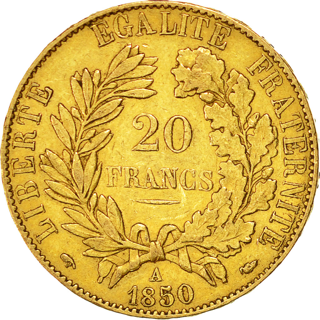 Coin, France, Cérès, 20 Francs, 1850, Paris, EF(40-45), Gold, KM:762
