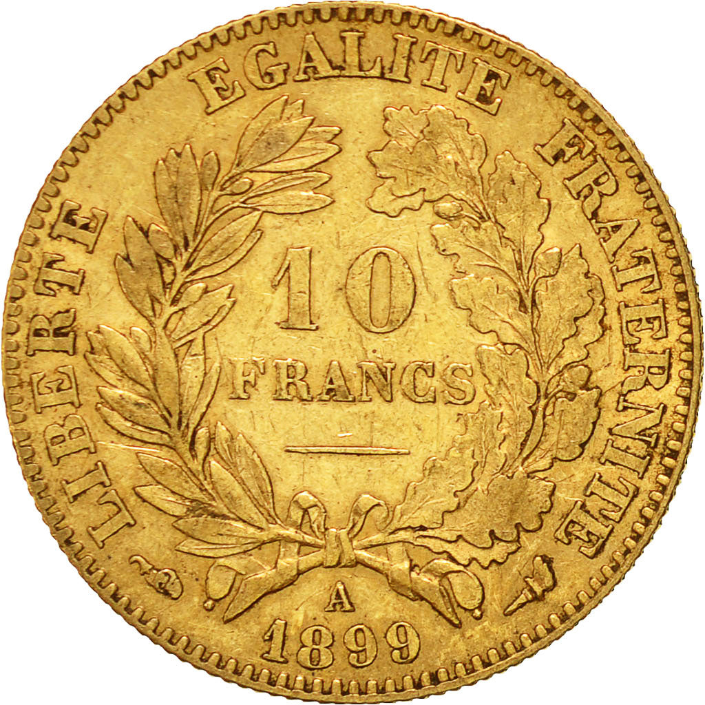 Coin, France, Cérès, 10 Francs, 1899, Paris, EF(40-45), Gold, KM:830